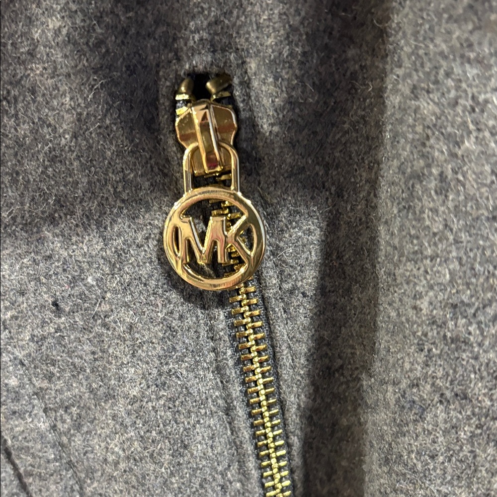 MICHAEL Michael Kors Charcoal Trench Coat with Gold Details - Picture 5 of 14